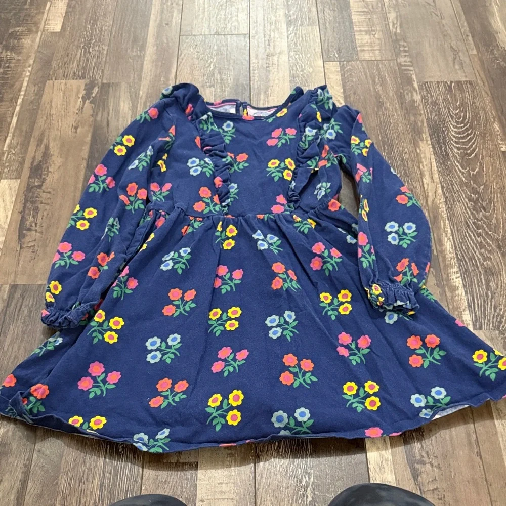 Mini‎ Boden Navy Dress with Colorful Floral Design